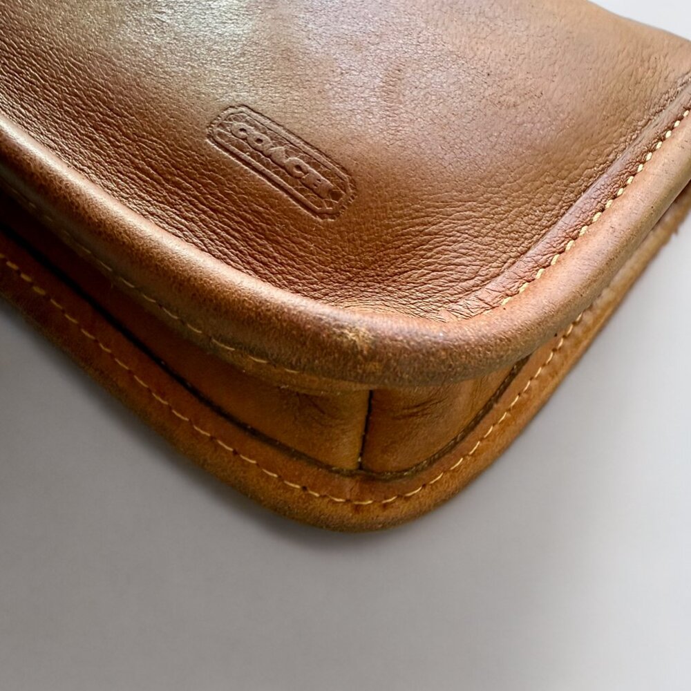 Coach Vintage British Tan Leather Chunky Case Cosmetic Pouch - Picture 4 of 8